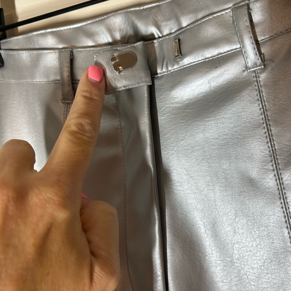 NWOT Y2K Rave4Real Silver Rave Retro Metallic Womens Pants Girl’s Night Out Sz 6 - Picture 2 of 10